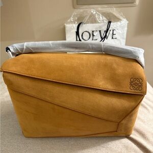 Loewe Tan Suede Large Puzzle Bag